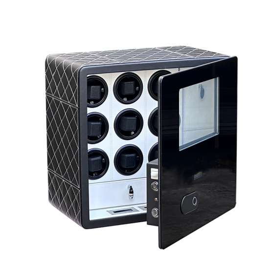 Fiber leather armored class digital fingerprint watch winder deposit box