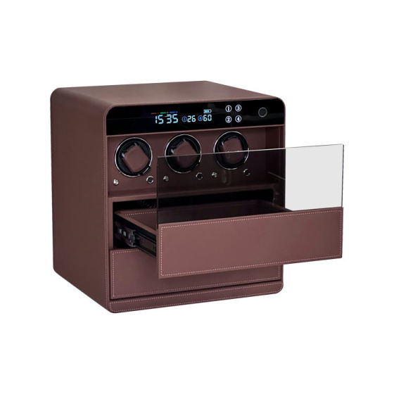 VS Safe fingerprint lock watch winder custom leather drawer jewelry storage box